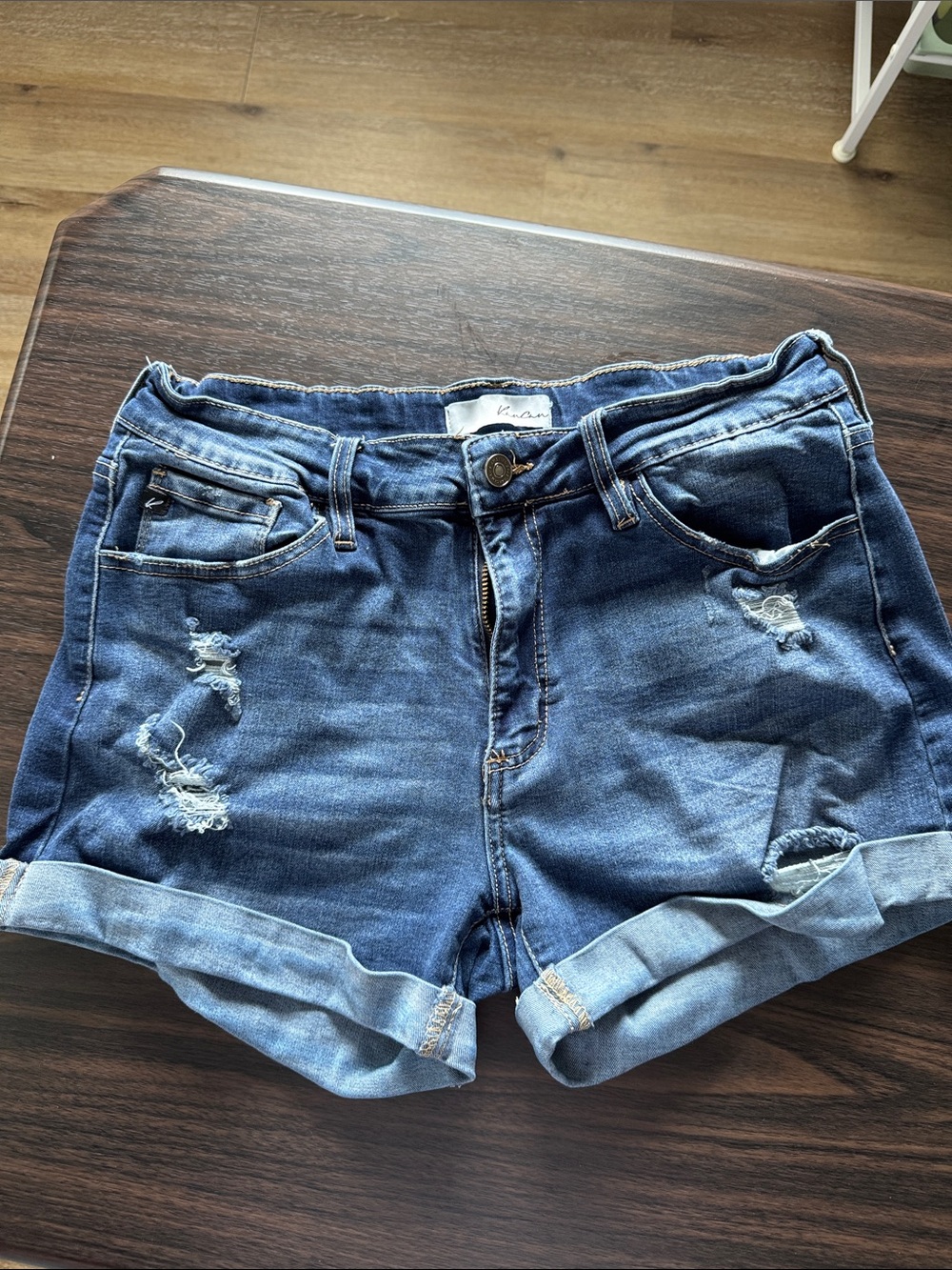 Kancan High-Rise Distressed Denim Shorts 32
